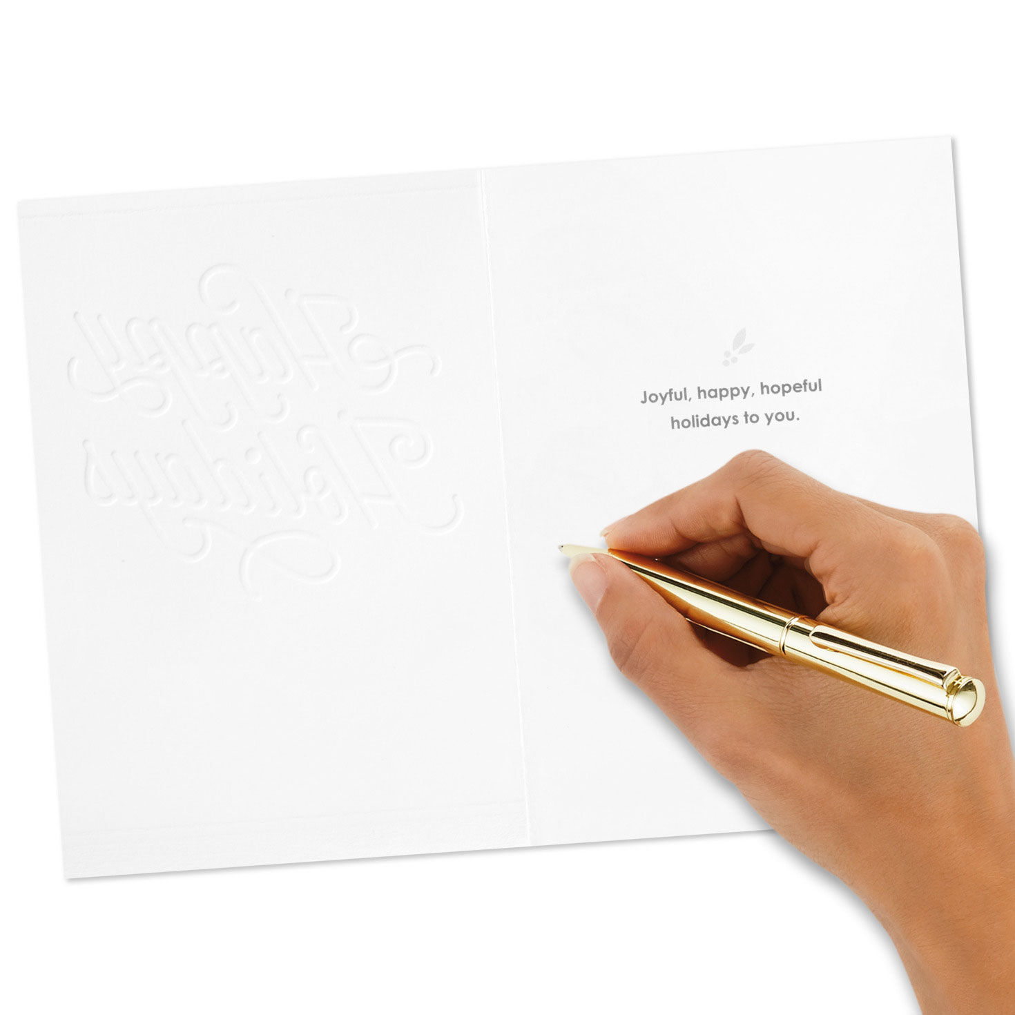 White and Gold Boxed Christmas Card Bulk Pack signing card image number 6
