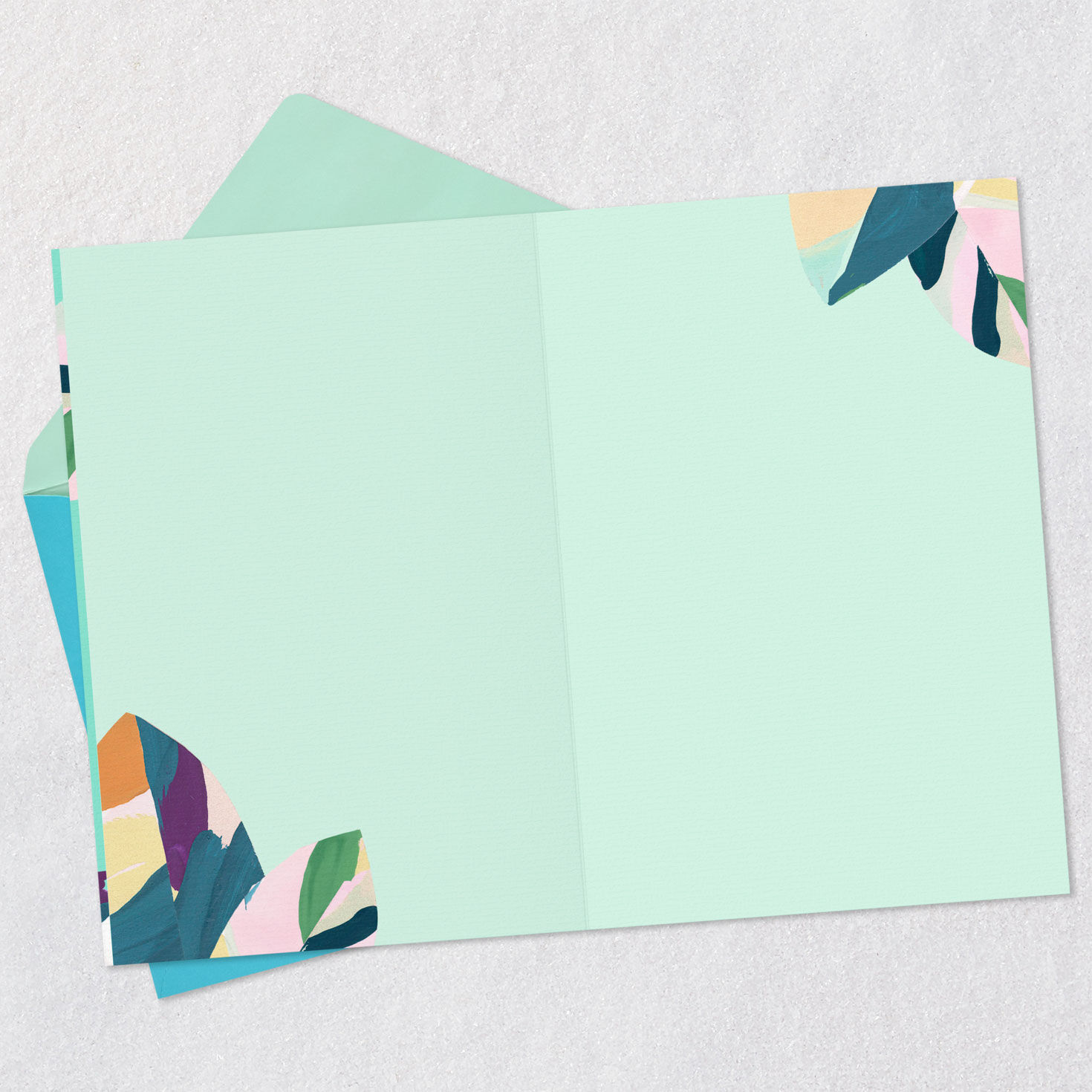 Colorful Watercolor Leaves Blank Card Open card with envelope image number 2