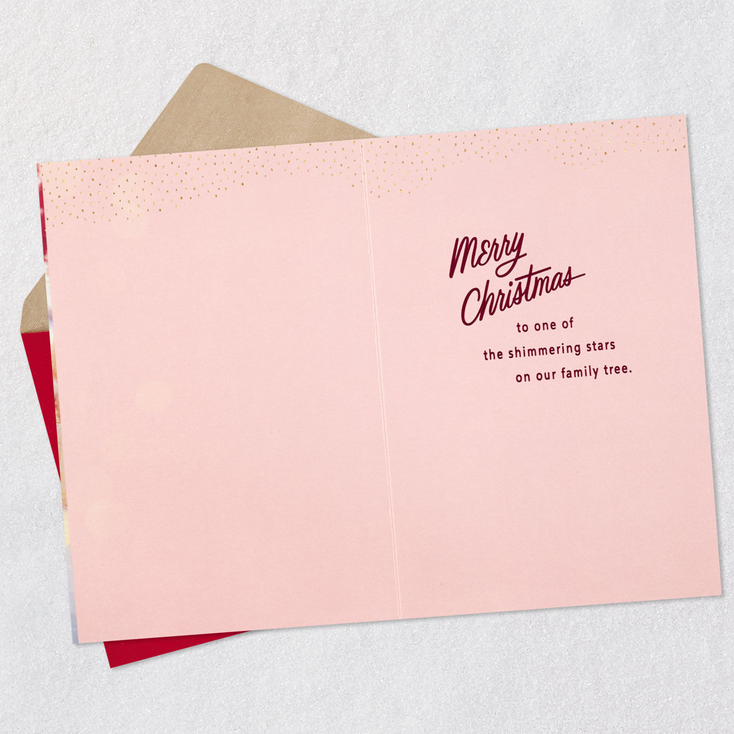 Bottle Brush Trees Granddaughter Christmas Card Open card with envelope image number 3
