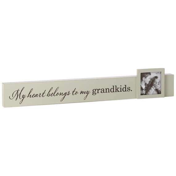 Heart Belongs to Grandkids Wooden Sign With 4x4 Picture Frame, , large image number 1