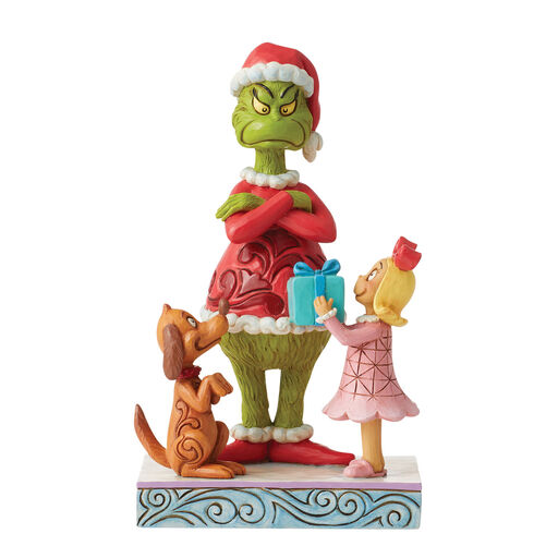 Jim Shore Max and Cindy Giving Gifts to the Grinch Figurine, 7.24", 
