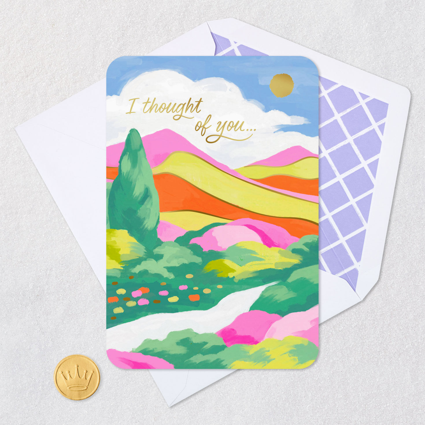 Vibrant Mountain Landscape Thinking of You Card Card Front Detail image number 5