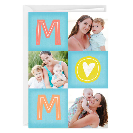 Personalized Photo Collage and Mom Lettering Photo Card, 