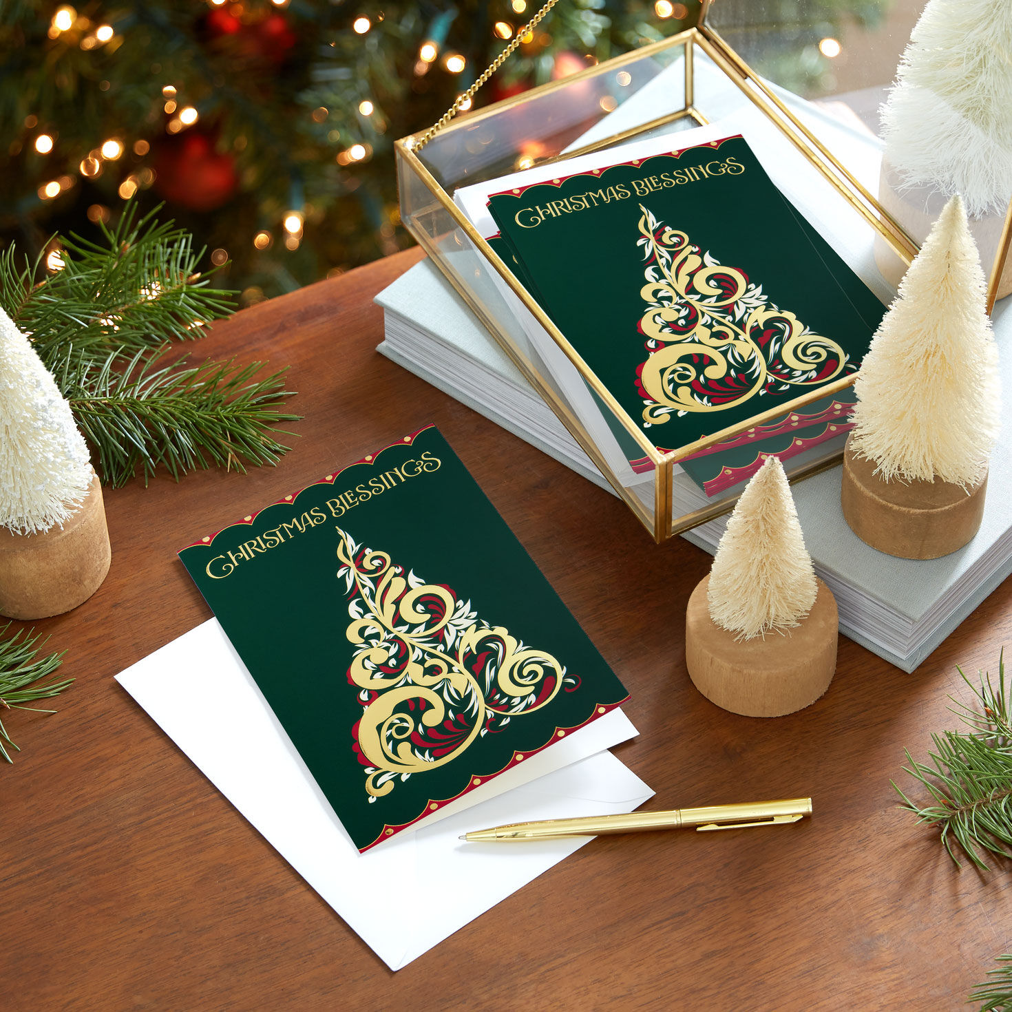 Elegant Tree DaySpring Religious Christmas Cards in use image number 8