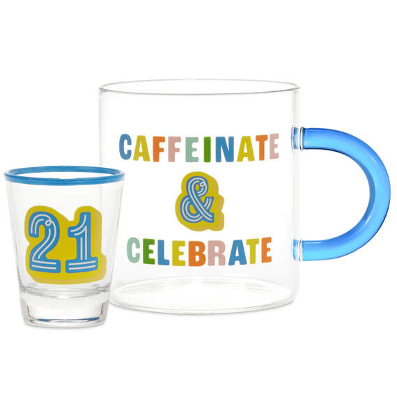 Glass 21st Birthday Mug and Shot Glass Bundle