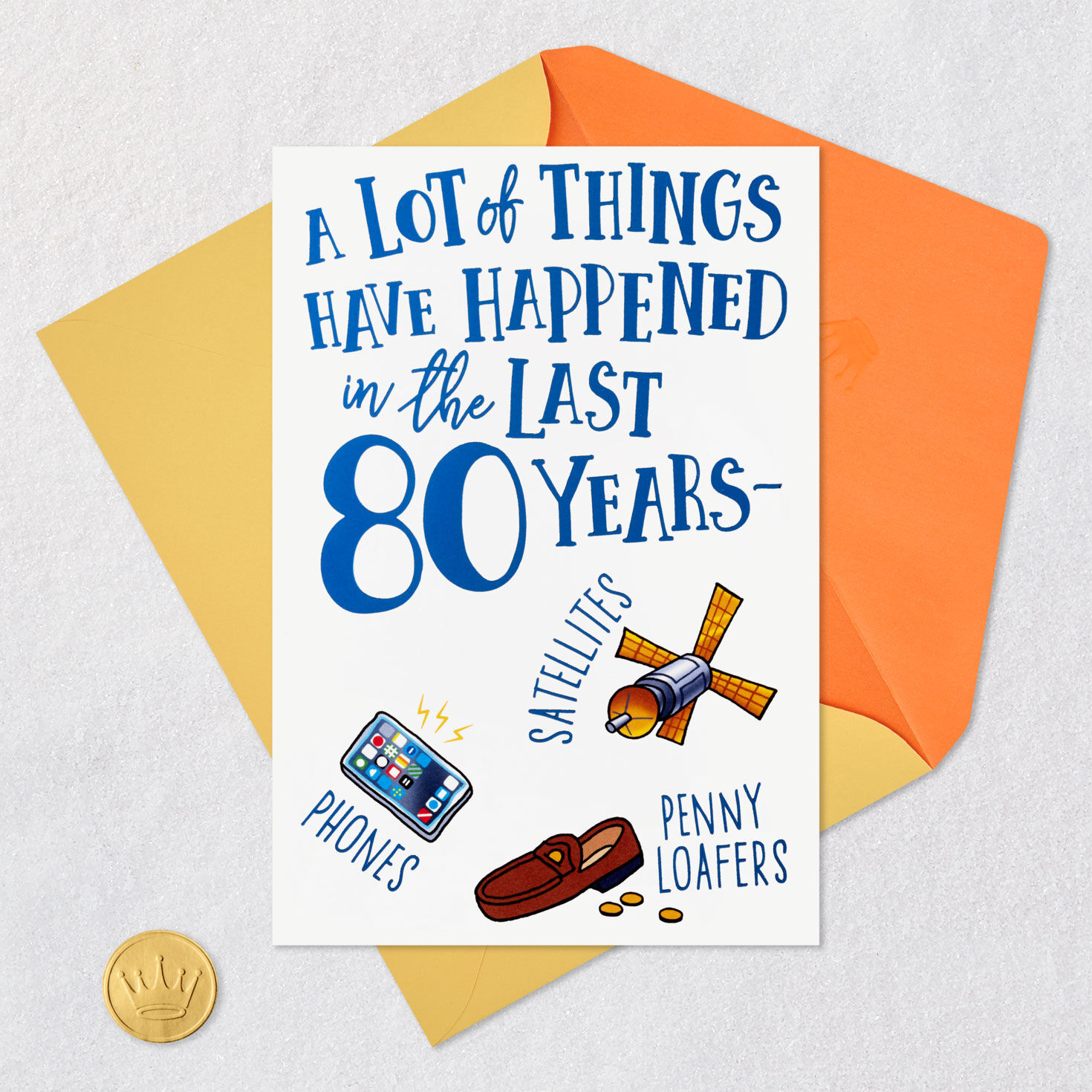 Inventions Funny 80th Birthday Card Card Front with Envelope and Gold Seal image number 8