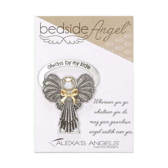 Bedside Angel With Gold Bow Figurine, 2.5"