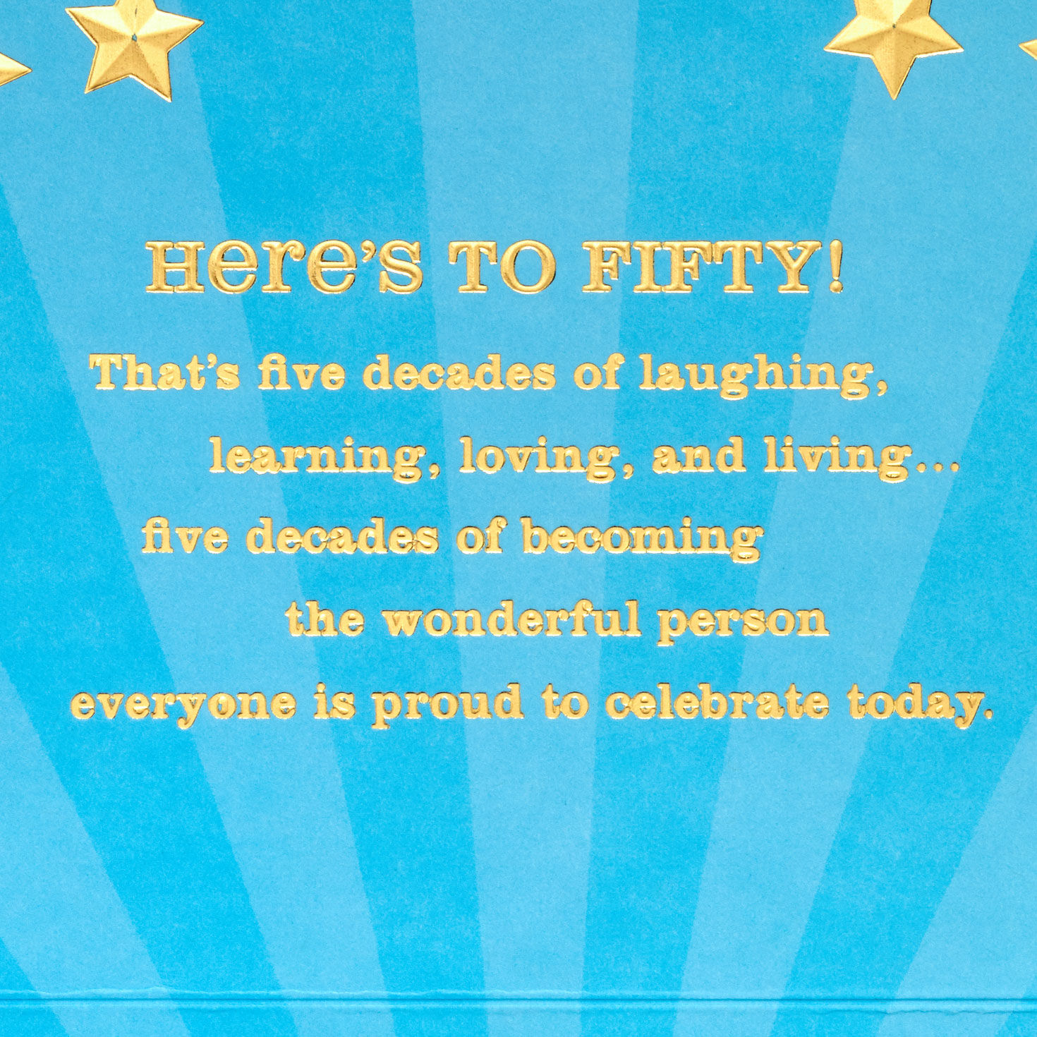 Stars and Sunburst Rays Shiny 50th Birthday Card Sentiment image number 2