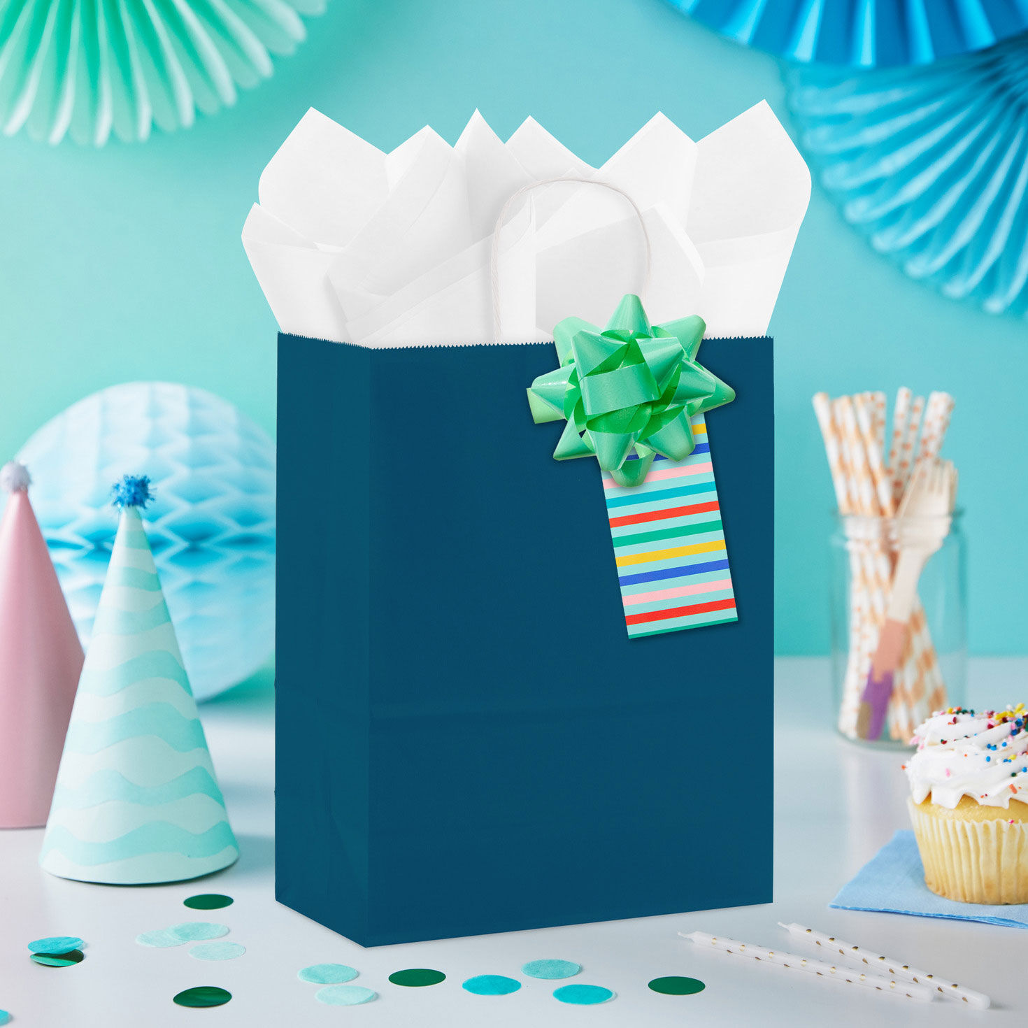 Aqua, Red, Gold Bows, Ribbons and Gift Tags Pack in use image number 3