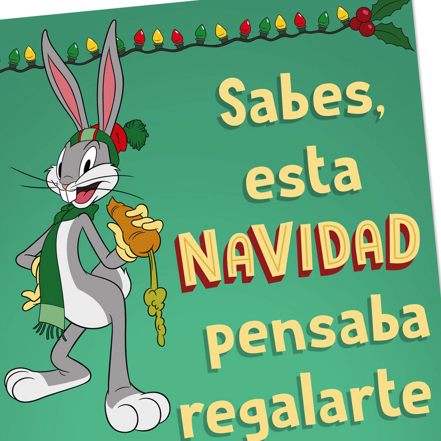 Bugs Bunny Green Gift Card Holder Christmas Card Card Front Detail image number 4