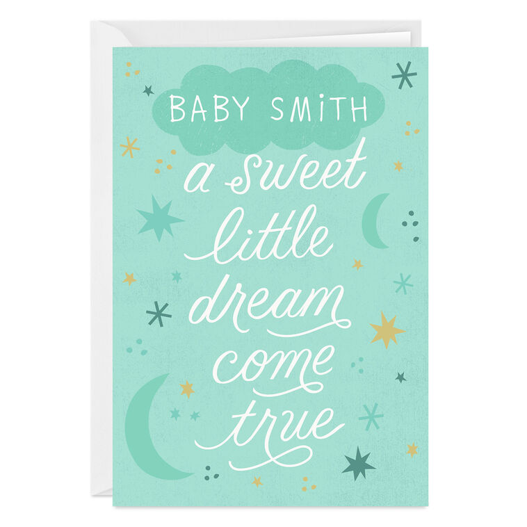Personalized Sweet Little Dream New Baby Card