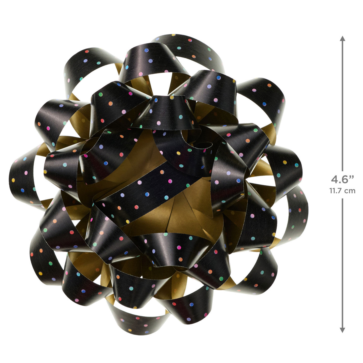 Black With Dots and Gold on Reverse Gift Bow measurement image number 3
