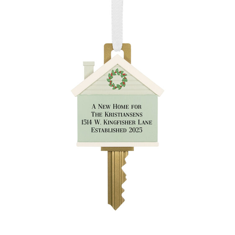 New Home Key Personalized Ornament, Custom Text