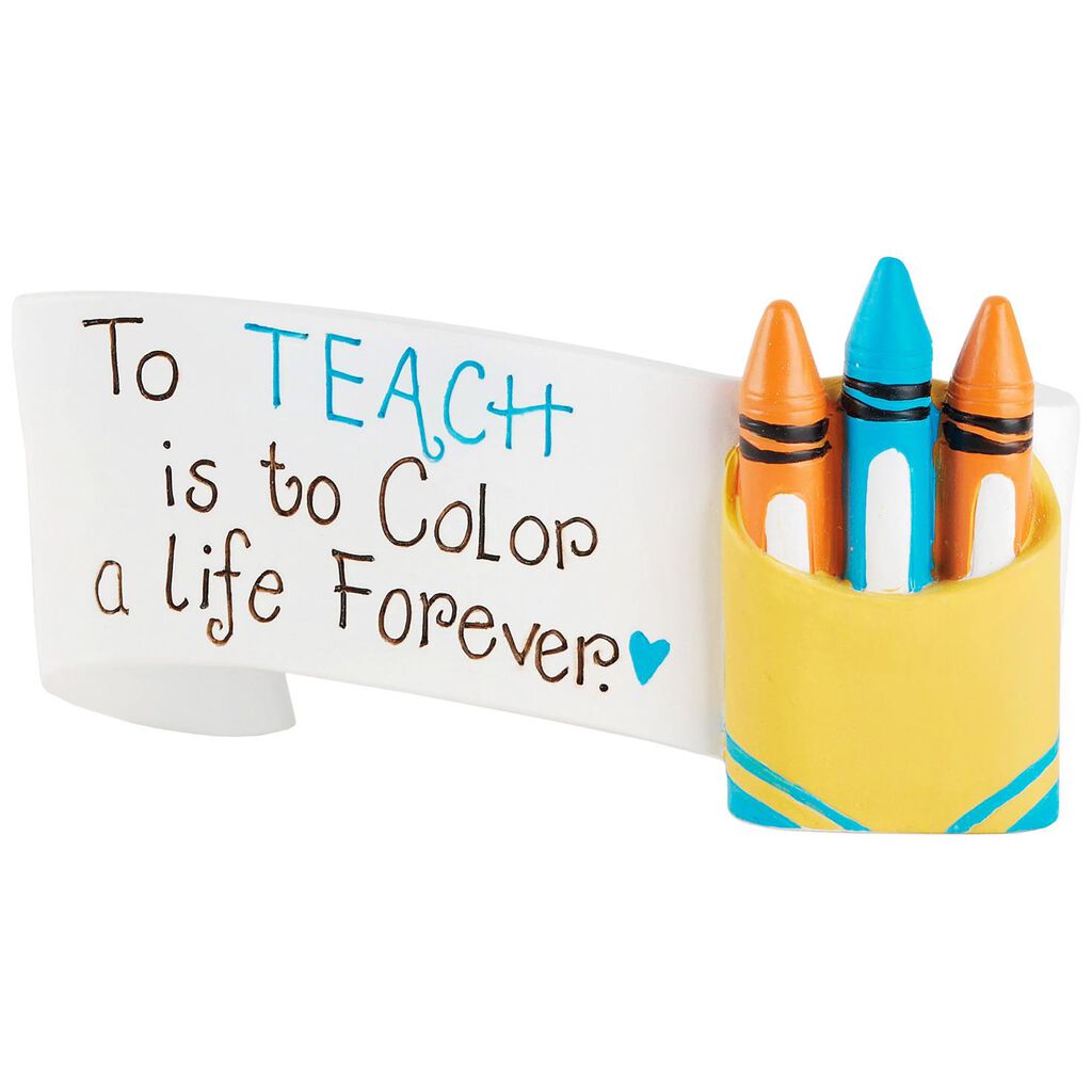 teach banner with crayons mini figurine 4x2 figurines hallmark