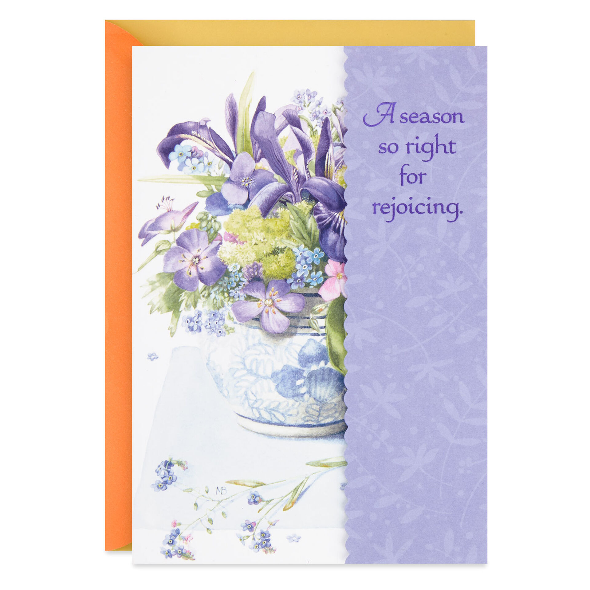 Marjolein Bastin Iris and Wildflowers in Vase Easter Card - Greeting