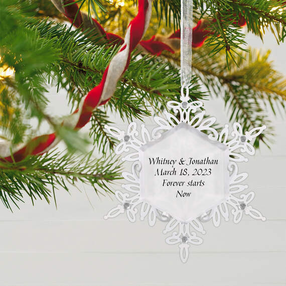 Sparkling Snowflake Text Personalized Metal Ornament, , large image number 2
