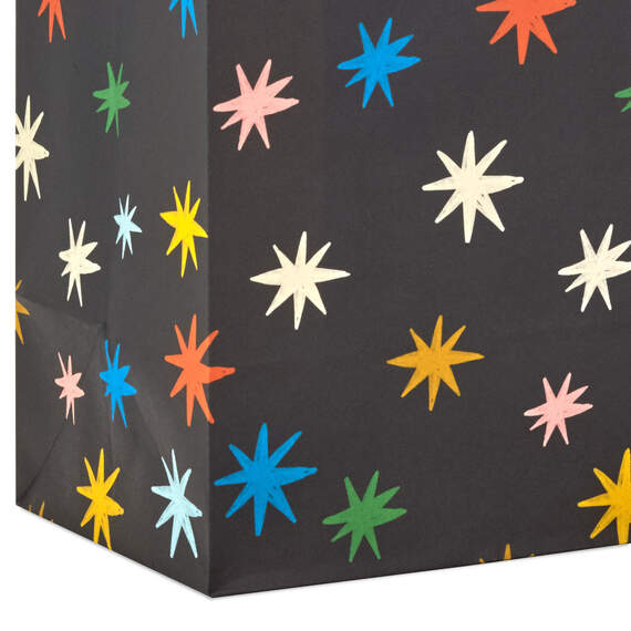 7.7" Colorful Stars on Black Medium Horizontal Gift Bag, , large image number 5