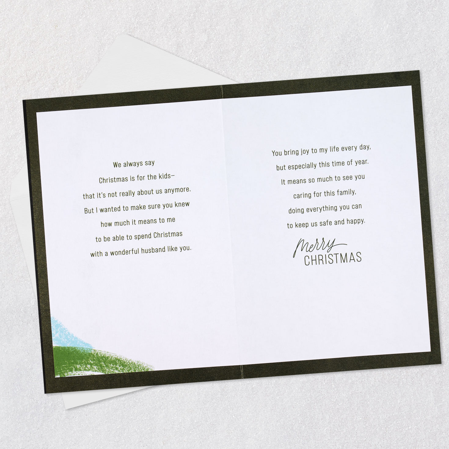 Modern Holiday Wreath Husband Christmas Card Open card with envelope image number 4