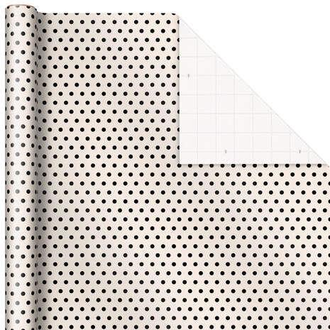 Black Dots on Ivory Wrapping Paper, 20 sq. ft., , large