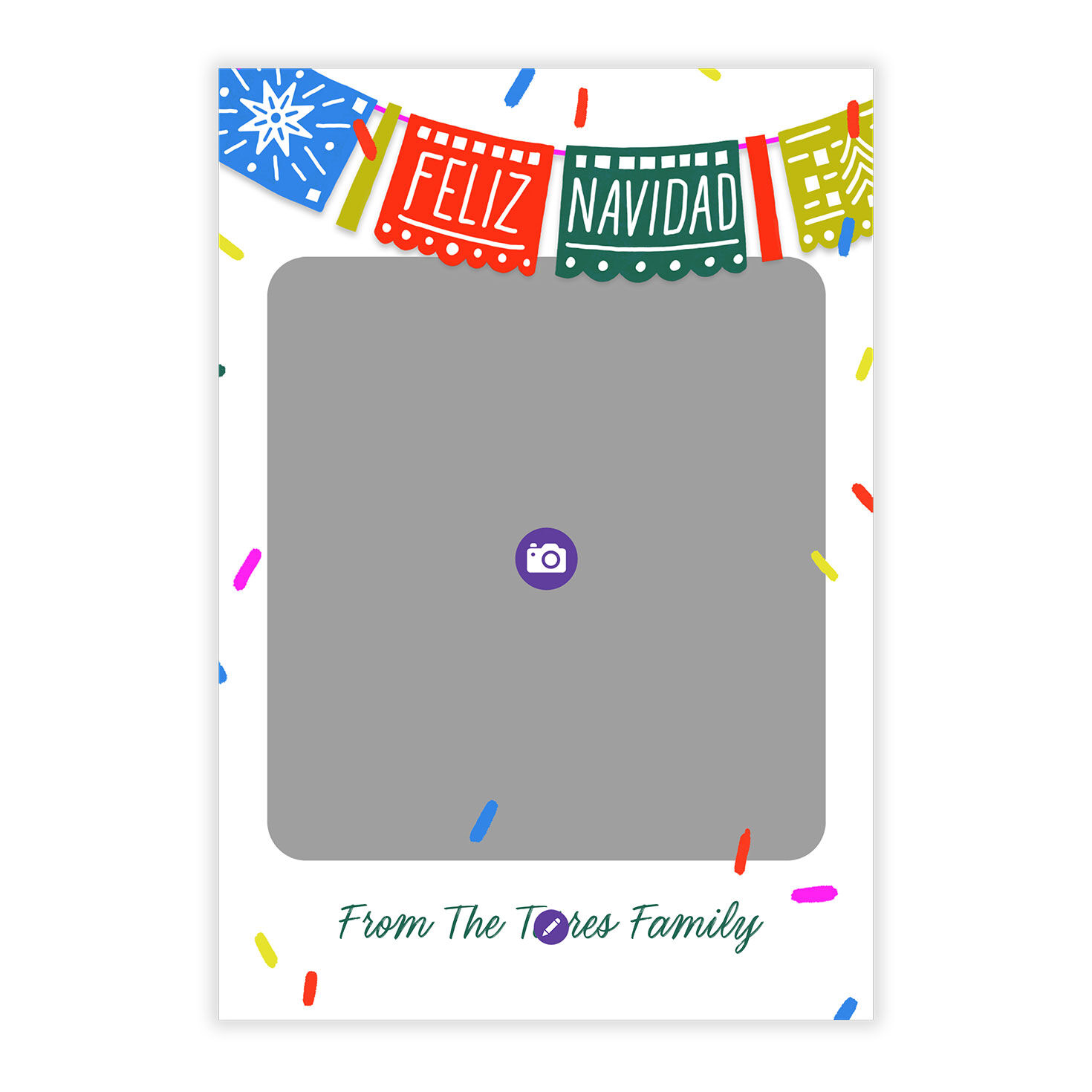 Paper Garland Personalized Feliz Navidad Photo Card Card Front indicating personalization image number 5