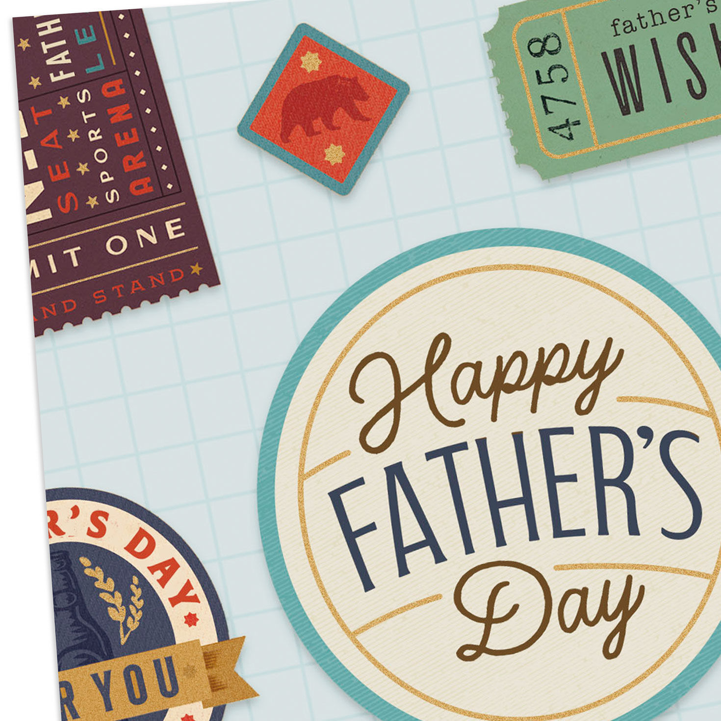 Colorful Travel Badges Father's Day Card Card Front Detail image number 4