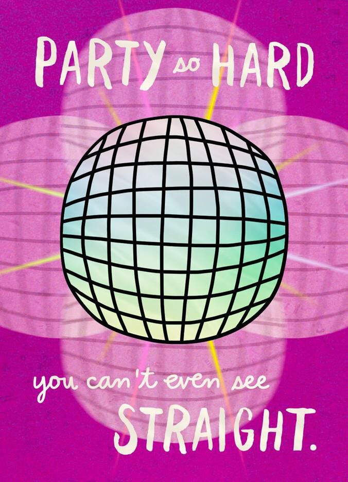 Disco Ball Party Hard Just Because Card