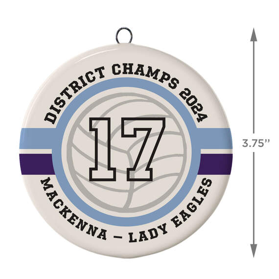 Volleyball Ceramic Circle Personalized Ornament, , large image number 3
