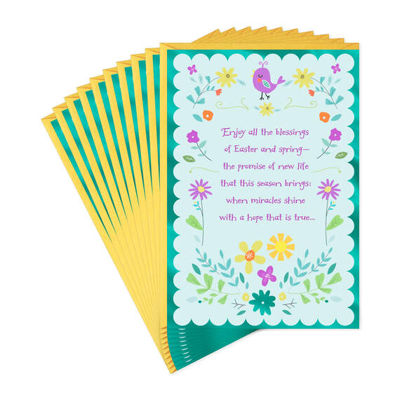 Spring Flowers Religious Easter Cards, Pack of 10