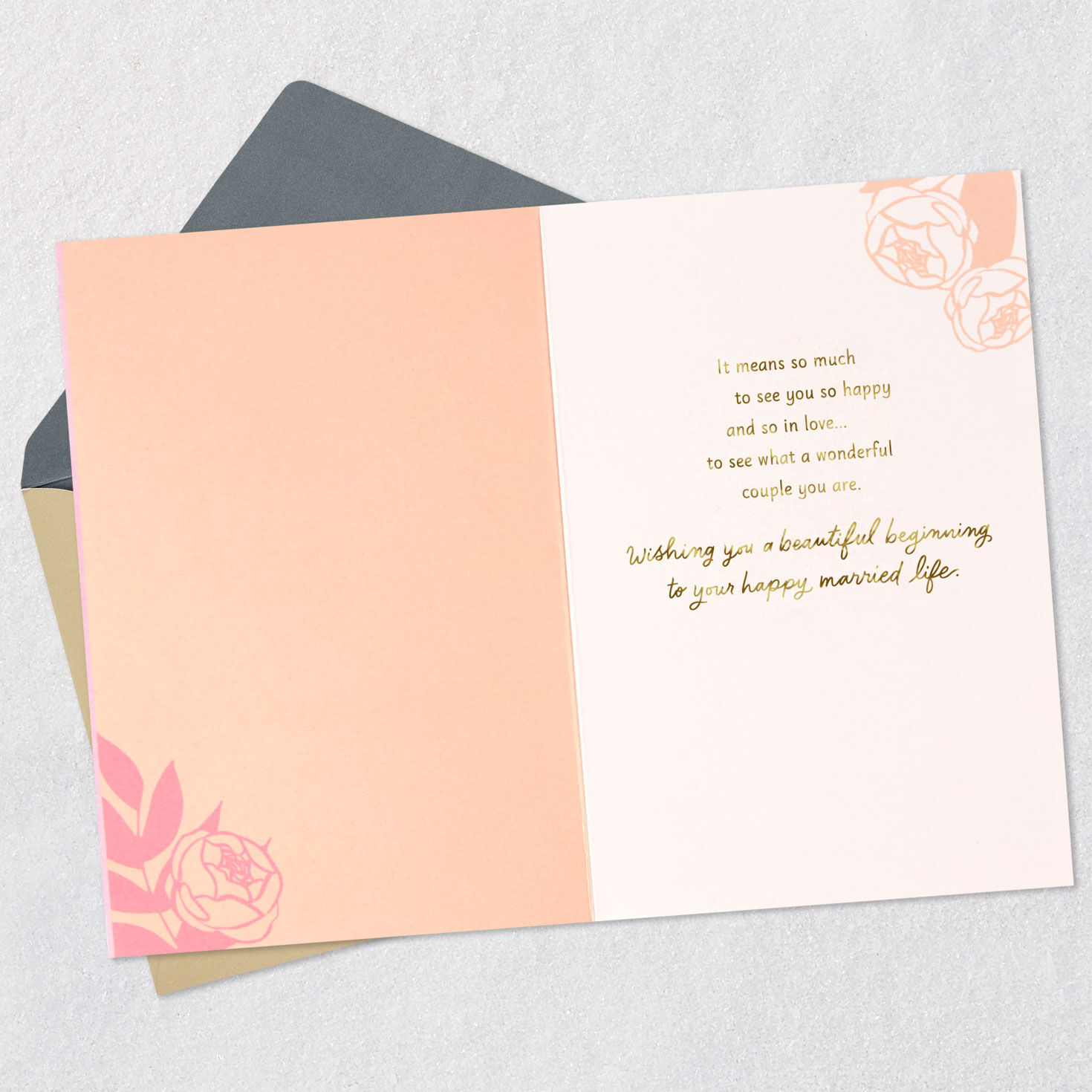 Floral Heart Granddaughter Wedding Card Open card with envelope image number 3