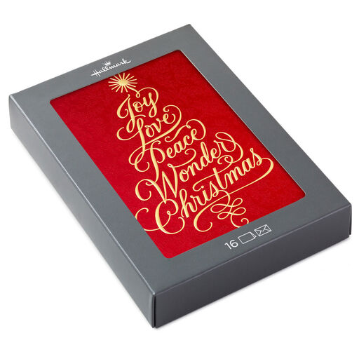 Red and Gold Tree Boxed Christmas Cards, Pack of 16, 