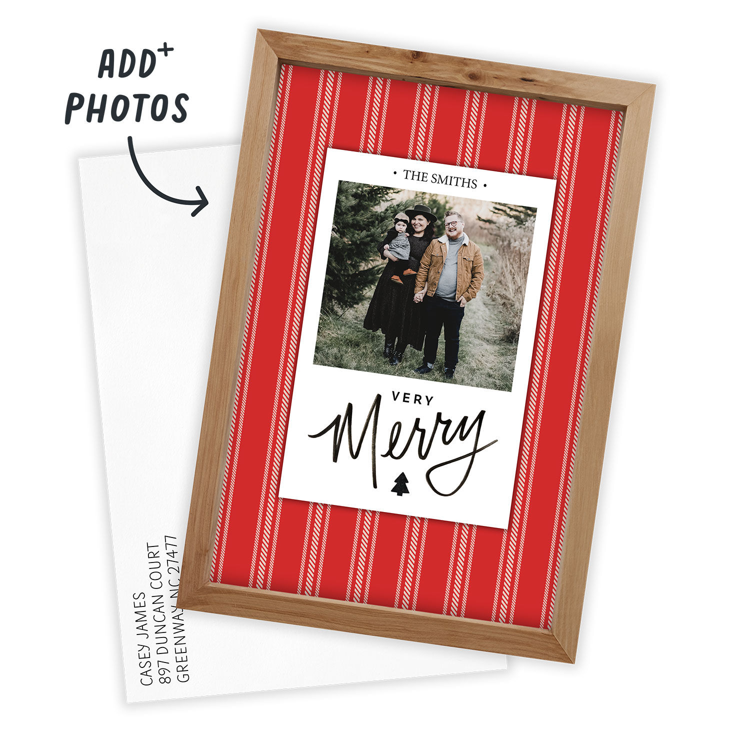 Rustic Very Merry Flat Christmas Photo Card, , large image number 3