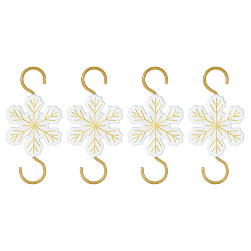 Mini Snowflake Metal Ornament Hooks, Set of 4, 