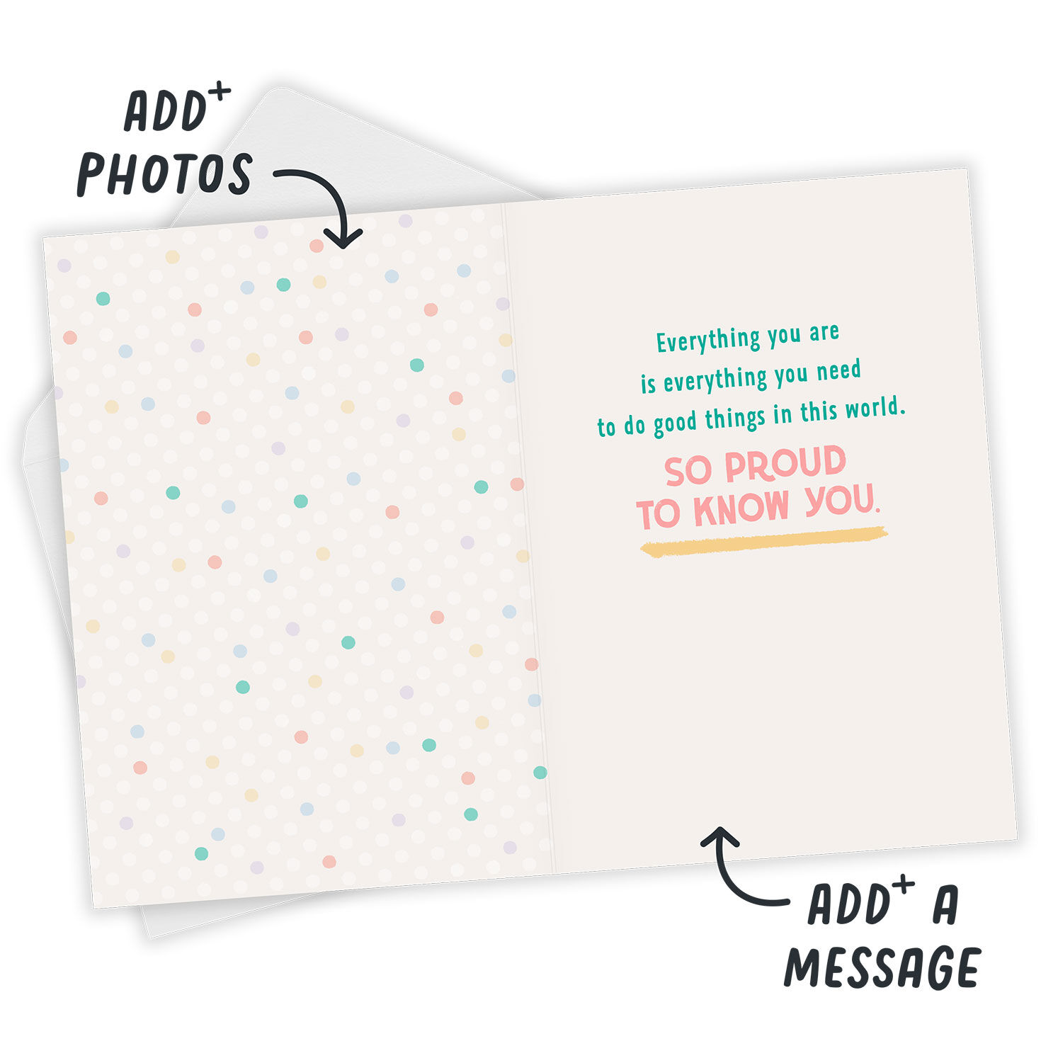 Brave Kind Caring You Personalized Everyday Card Open Card with Envelope indicating personalization image number 3