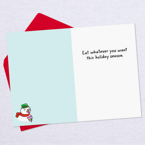 Snowman Eating a Snow Cone Funny Christmas Card, , large image number 3