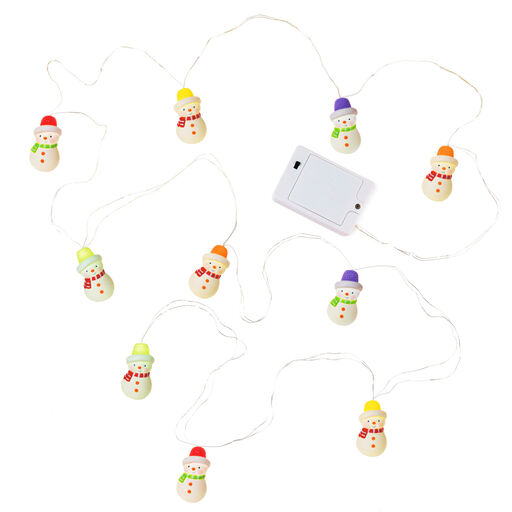 Gumdrop Snowman 10-Light Christmas String Lights, 10', 