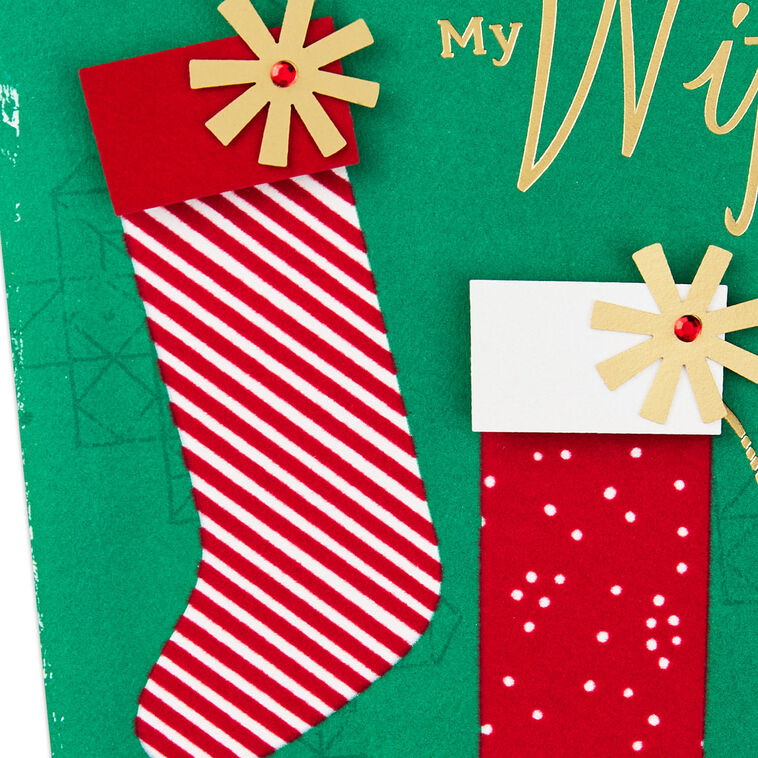 Festive Holiday Stockings Wife Christmas Card Card Front Detail image number 5