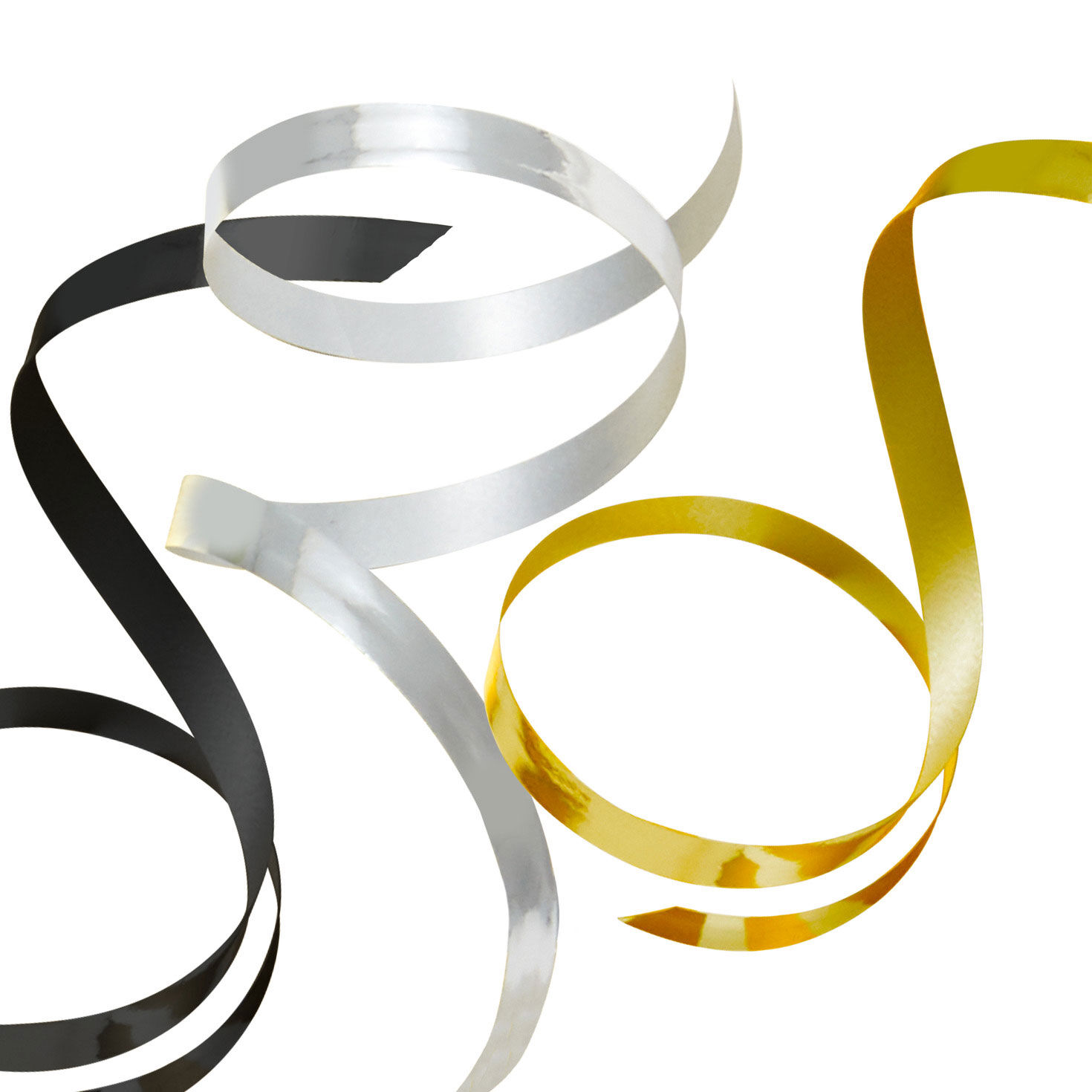 Gold/Silver/Black Metallic 3-Pack Curling Ribbon upclose detail image number 5