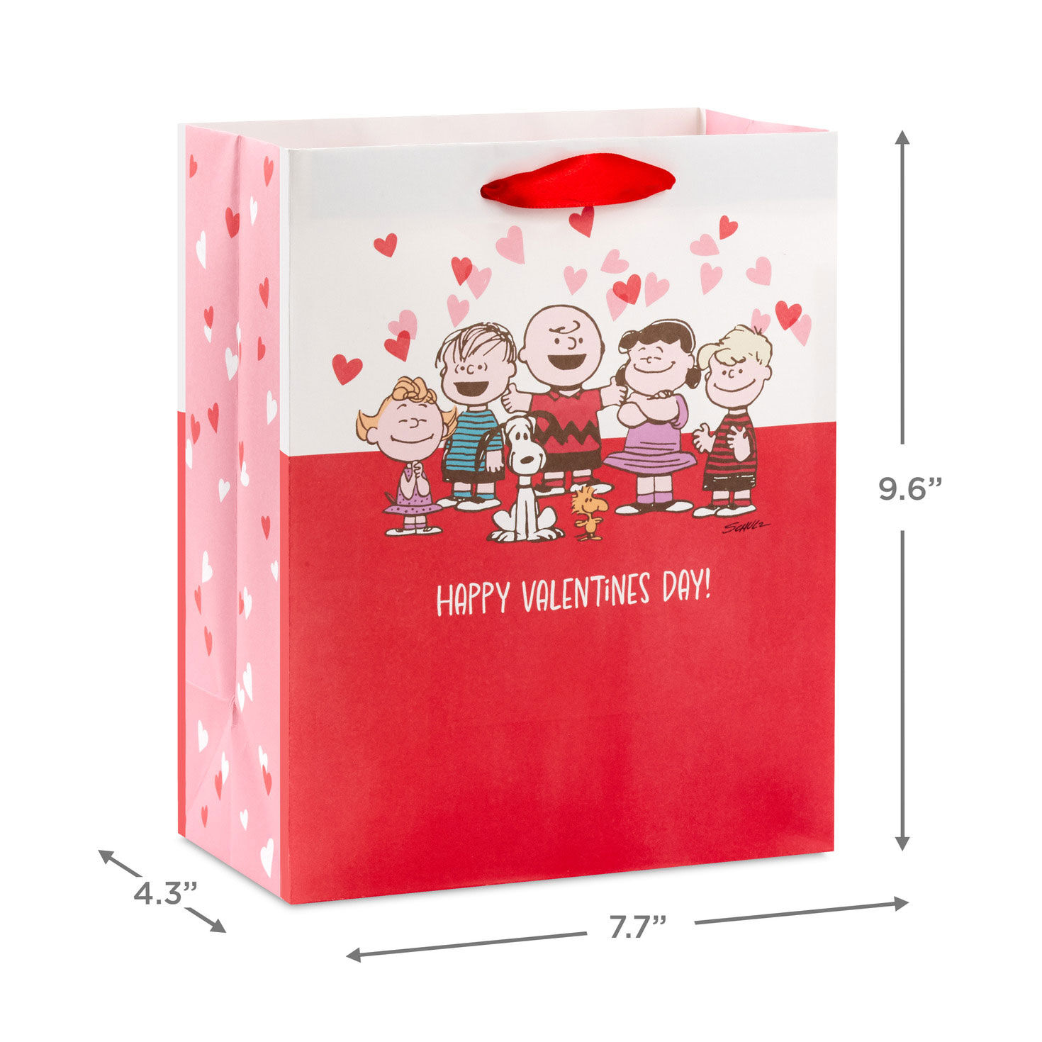 9.6" Peanuts® Gang on Red and White Medium Valentine's Day Gift Bag for only USD 3.49 | Hallmark