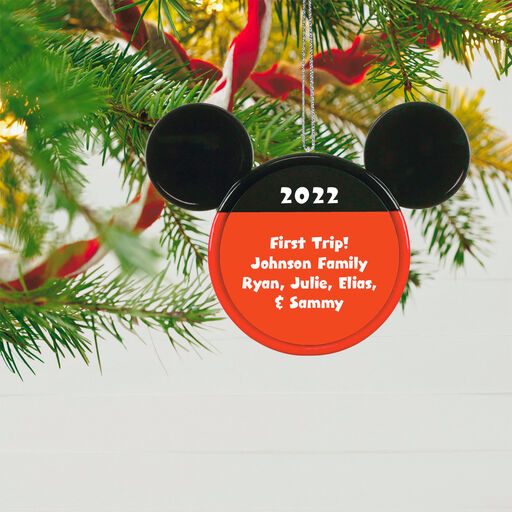 Disney Mickey Mouse Ears Silhouette Text Personalized Ornament, 