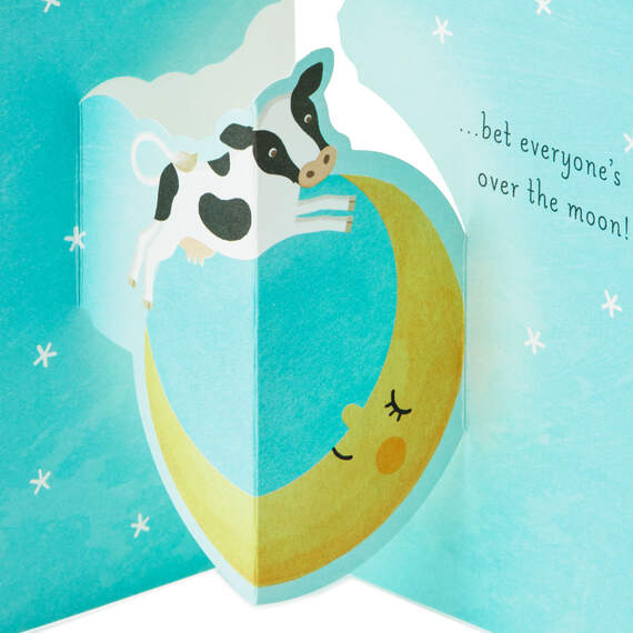 Over the Moon Mini Pop Up New Baby Boy Card, , large image number 5