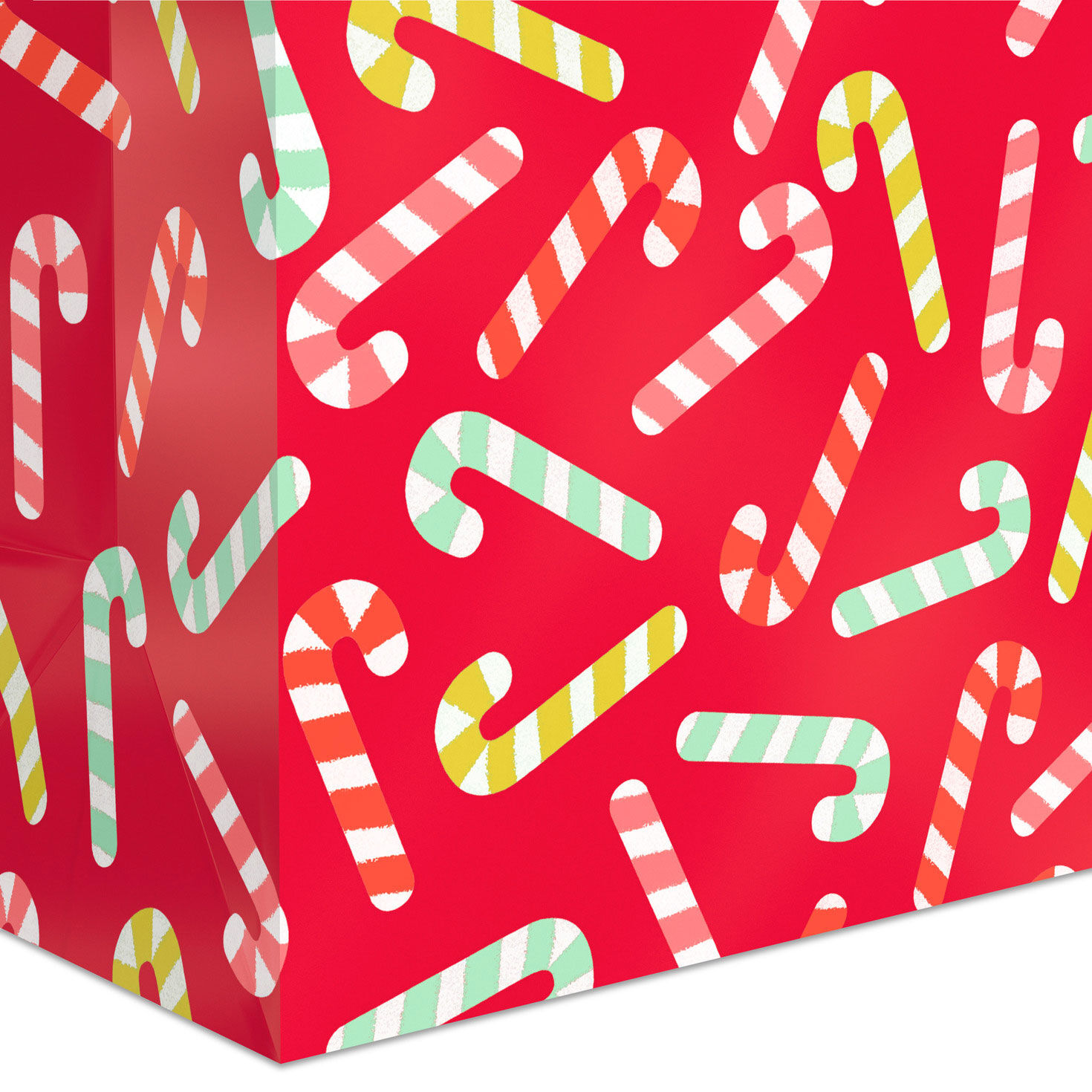 Candy Canes on Red Holiday Gift Bag with Tissue side/base detail image number 5