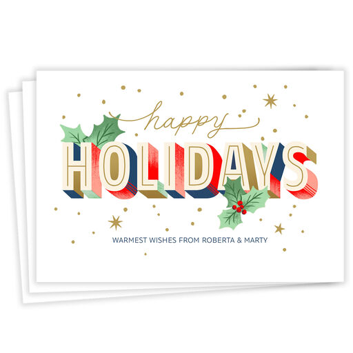 Colorful Vintage Starburst Flat Holiday Photo Card, 