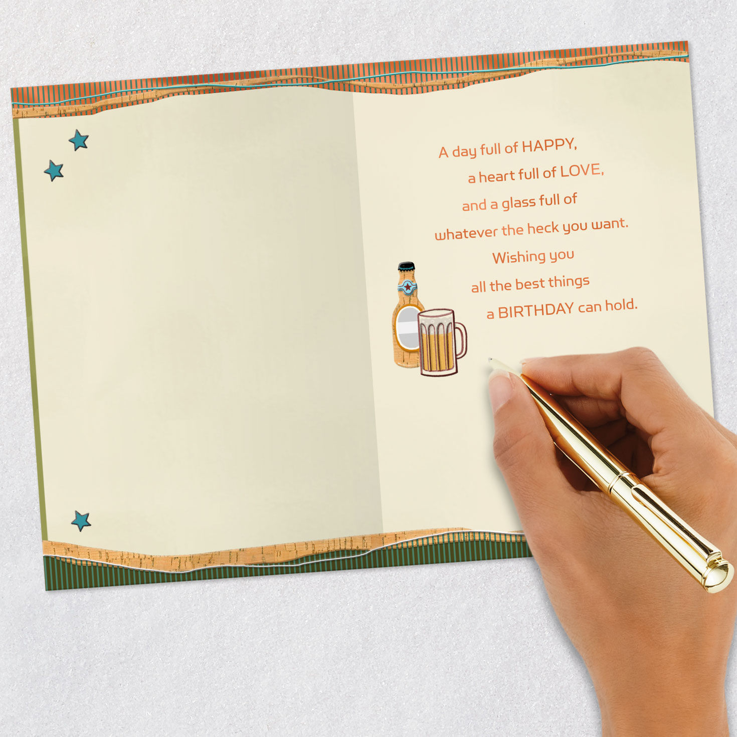 Three Beer Bottles Birthday Card for Dad Signing card image number 6