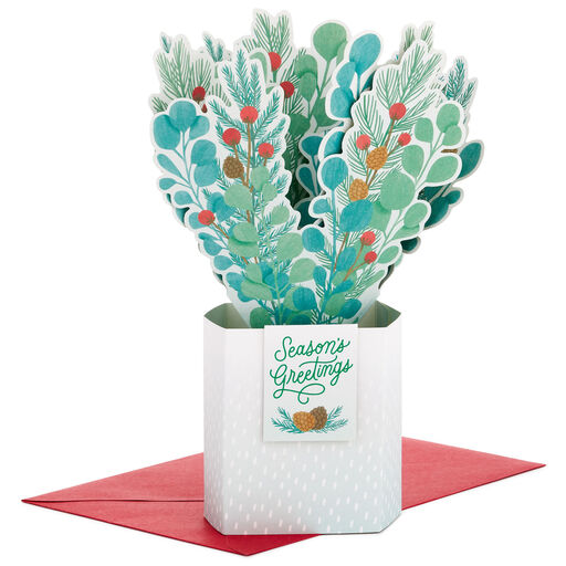 Season's Greetings Evergreen Boughs Bouquet Holiday Card, 