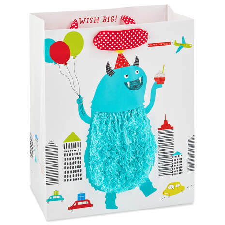 City Monster Medium Birthday Gift Bag, 9.6", , large