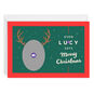 Antlers on Oval Photo Personalized Christmas Card Card Front indicating personalization image number 3