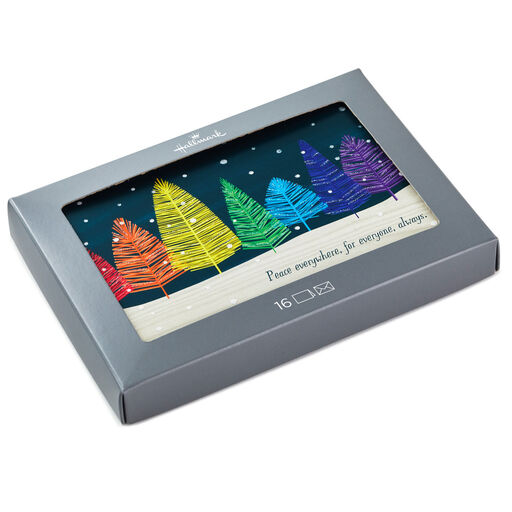 Colorful Trees Peace Everywhere Boxed Holiday Cards, Pack of 16, 