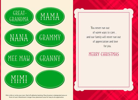 Ornament Christmas Card with Customizable Grandma Stickers, , large image number 2