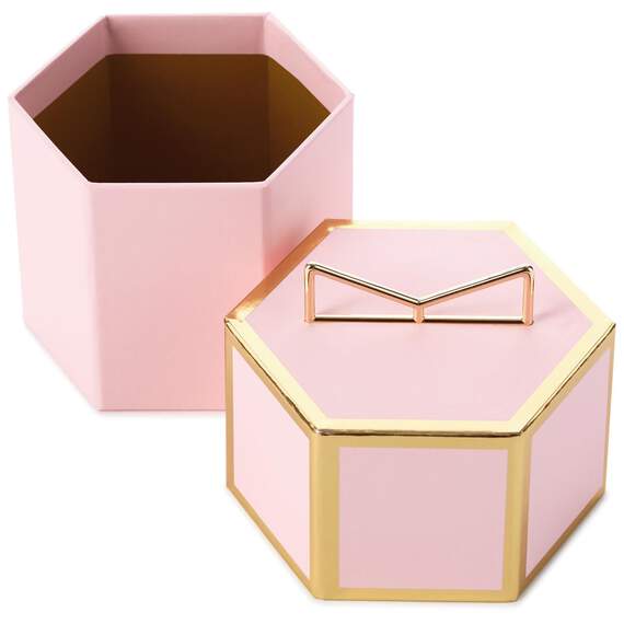 Pink With Gold Trim Small Gift Box, , large image number 2