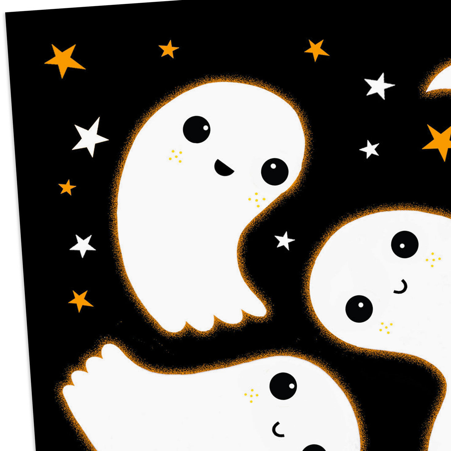 Smiling Ghosts and Stars Happy Halloween Card Card Front Detail image number 4